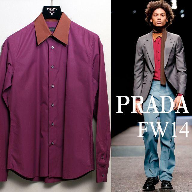 PRADA FW2014 シルク100% レギュラーカラーシャツ size 39