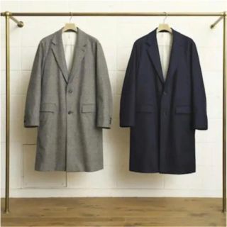 unusedアンユーズド チェスターコートサイズ2 シャドーチェック NAVY-