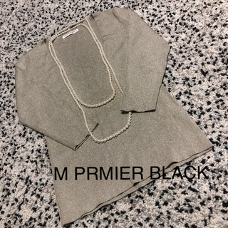 エムプルミエ(M-premier)のM PREMIER BLACK エムプルミエブラック 深Vゴールドラメニット(ニット/セーター)