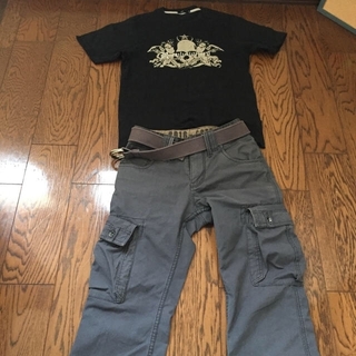 スカル黒シルバーシャツ(Tシャツ/カットソー(半袖/袖なし))