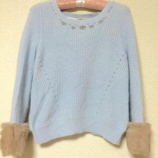 アプワイザーリッシェ(Apuweiser-riche)のアプ♡バックレース袖ファーニット(ニット/セーター)