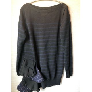 サカイ(sacai)のsacai  サイドフリルボーダーニット(ニット/セーター)