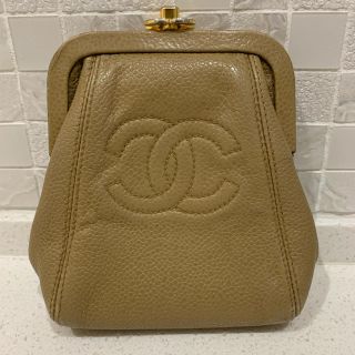 シャネル(CHANEL)のシャネル がま口 シガレットケース コインケース ベージュ(ポーチ)