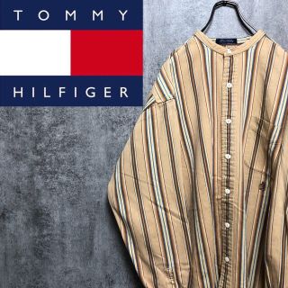 トミーヒルフィガー(TOMMY HILFIGER)の【よしゆき様専用☆】トミーヒルフィガー☆刺繍ロゴマルチストライプノーカラーシャツ(シャツ)