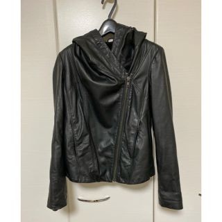 ヘルムートラング(HELMUT LANG)のヘルムートラング HELMUT LANG★フード付レザーライダースジャケット◆M(ライダースジャケット)