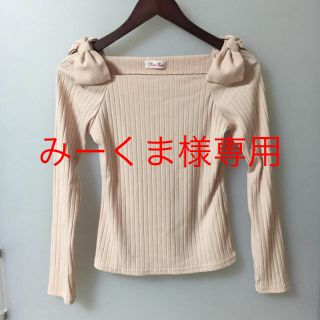 バイバイ(ByeBye)のBYE BYE バイバイ 長袖 トップス ピンク リボン Mサイズ 美品(カットソー(長袖/七分))