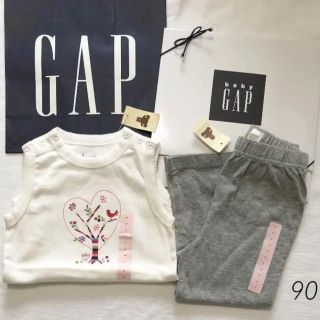 ベビーギャップ(babyGAP)の【2点セット】新品タグ 90 babyGAP ノースリーブ ロンパース 長パンツ(ロンパース)