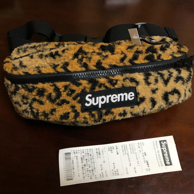 supreme レオパードフリースウエストバッグ　ヒョウ柄