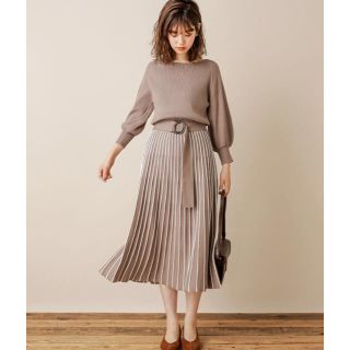 ナチュラルクチュール(natural couture)のnatural couture 配色ニットプリーツワンピース(ロングワンピース/マキシワンピース)