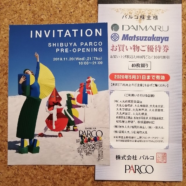 【おまけ付き】渋谷パルコ☆プレオープン招待状★2名様有効 チケットのイベント(その他)の商品写真
