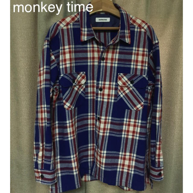 春コーデ《monkey time》HEAVY TWILL CHECKシャツ ユニセックス