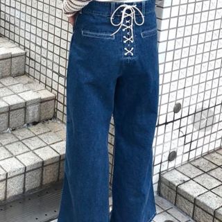 スナイデル(SNIDEL)の⋆⸜SNIDEL LEEコラボ デニムワイドパンツ レースアップワイドパンツ⸝⋆(デニム/ジーンズ)