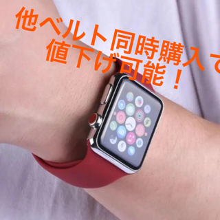 アップルウォッチ(Apple Watch)の42/44mm Apple watch用スポーツベルト マルーン　新品(ラバーベルト)
