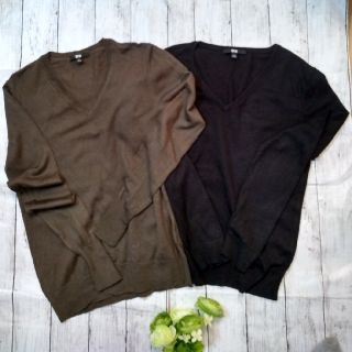 ユニクロ(UNIQLO)の【２点♡】エクストラファインメリノウールセーター&コットンカシミヤVネックニット(ニット/セーター)