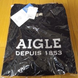 エーグル(AIGLE)のAIGLEメンズロゴ入りシャツ　黒(Tシャツ/カットソー(七分/長袖))