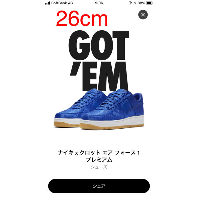 NIKE×CLOT エアフォース1 26cm - www.sorbillomenu.com