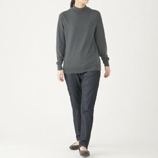 ムジルシリョウヒン(MUJI (無印良品))の◆新品◆無印良品首のチクチクをおさえた天竺洗えるハイネックセーター／ダークグレー(ニット/セーター)