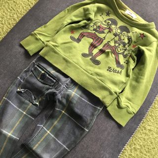 ワスク(WASK)のWASK*モンキースウェットとF.O.KIDS*チェックパンツ*セット*90(Tシャツ/カットソー)