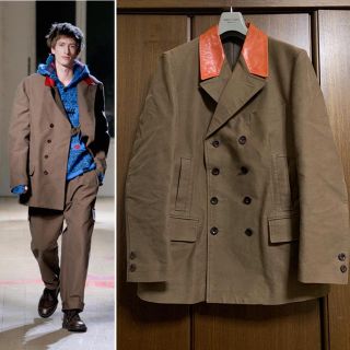 ヨウジヤマモト(Yohji Yamamoto)の 11AW ヨウジオム レザーカラーコットンジャケット 【1036】(テーラードジャケット)