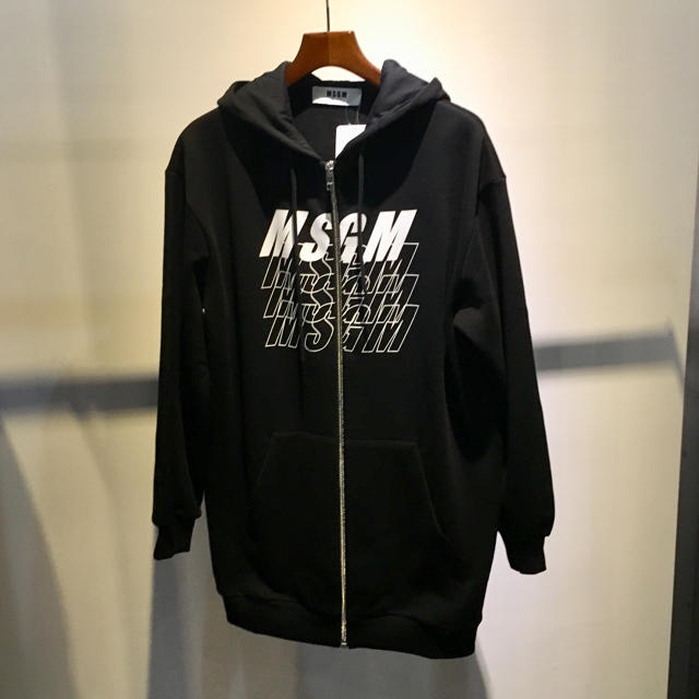 MSGM エムエスジーエム 新品 ロング ロゴ パーカー ブラック