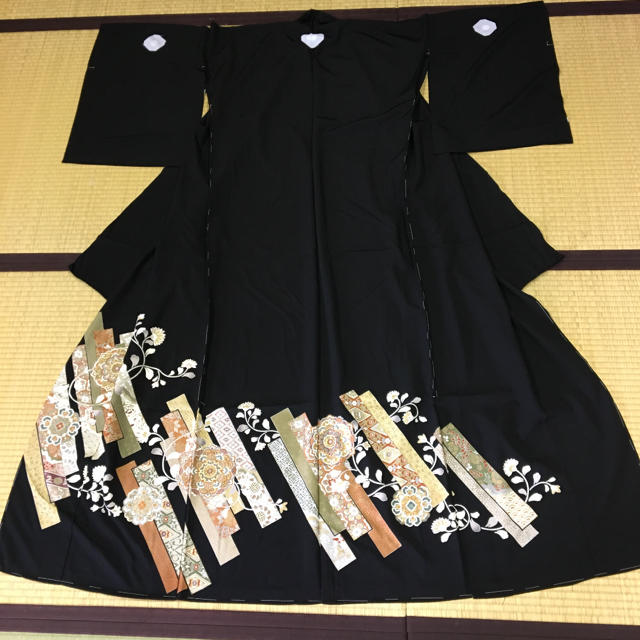 新品 仮絵羽 黒留袖 丹後ちりめん 正絹 着物 和服 呉服 結婚式 袋帯 - 着物