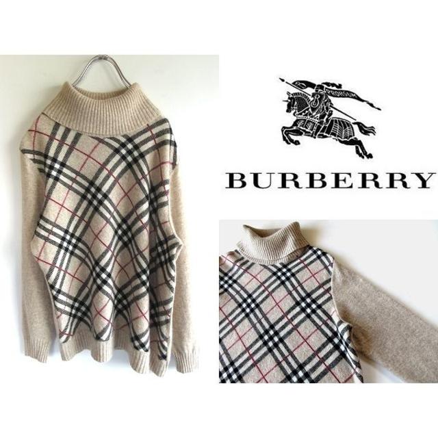 BURBERRY(バーバリー)の高級 バーバリーロンドン ウールアンゴラ ノバチェックタートルネックニット レディースのトップス(ニット/セーター)の商品写真