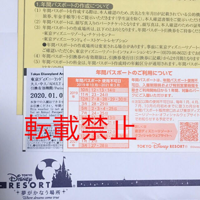 Disney 東京ディズニーランド 年間パスポート チケット 引換券