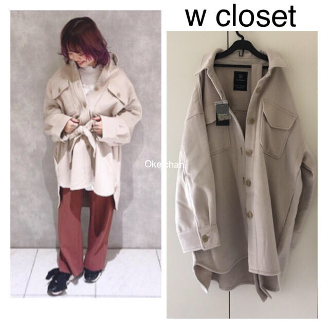 w closet(ダブルクローゼット)の今季19秋冬新作☆ウール混厚手シャギーBIGシャツ羽織り  レディースのジャケット/アウター(ブルゾン)の商品写真