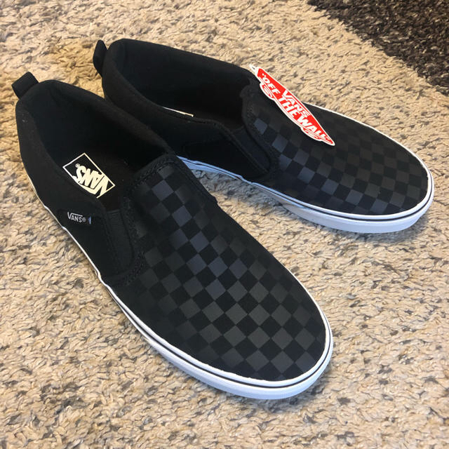 Vans スリッポン slip-on Asher ブラック チェック 25cm