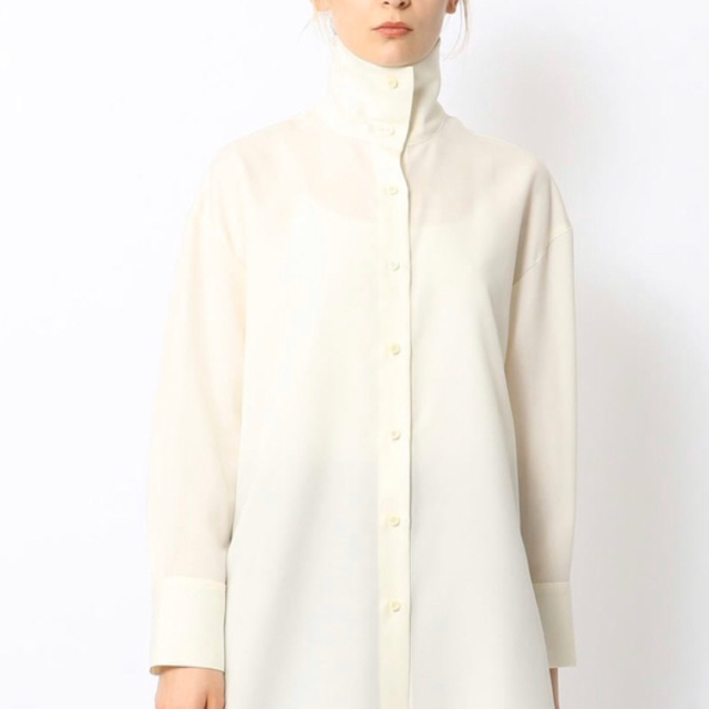 アリシアスタン♡Stand Collar Shirt Dress White - ミニワンピース