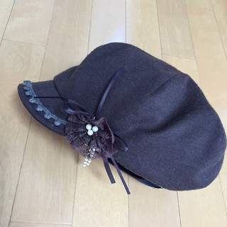 カシラ(CA4LA)のアルシェイロ様専用帽子百貨店ウール100%帽子キャスケットダークブラウン日本製(キャスケット)