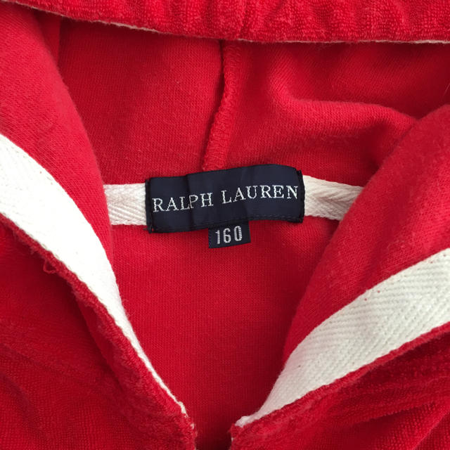 Ralph Lauren(ラルフローレン)の160㎝ RALPHLAUREN パイル地 パーカー ラルフローレン 赤 レッド キッズ/ベビー/マタニティのキッズ服女の子用(90cm~)(Tシャツ/カットソー)の商品写真