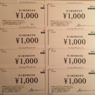 ジェイグループホールディングス 株主優待券 8000円分！(レストラン/食事券)