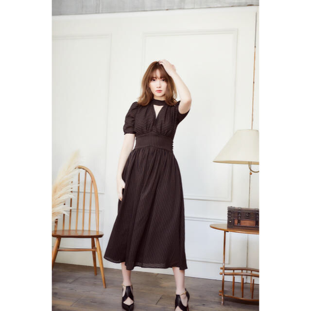 Striped Midi Dress Her lip to ワンピース Mサイズ