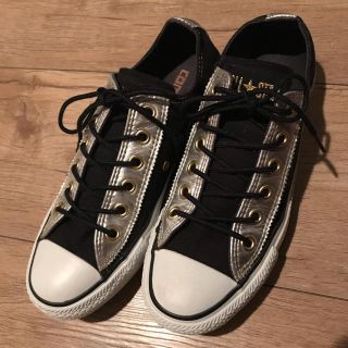 コンバース(CONVERSE)のconverse 黒 シルバー 24.5㎝(スニーカー)