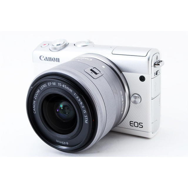 Canon(キヤノン)の☆自撮りしてその場でスマホに転送☆キャノン EOS M100 ホワイト スマホ/家電/カメラのカメラ(ミラーレス一眼)の商品写真