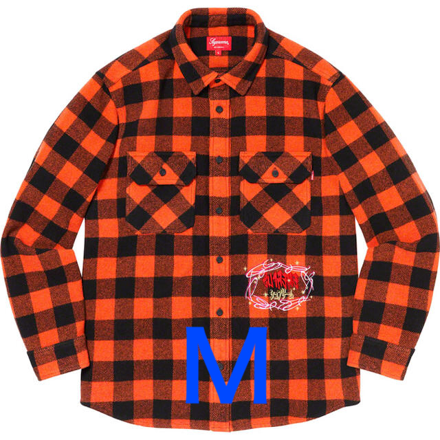 M オレンジ supreme 1-800 buffalo plaid shirt