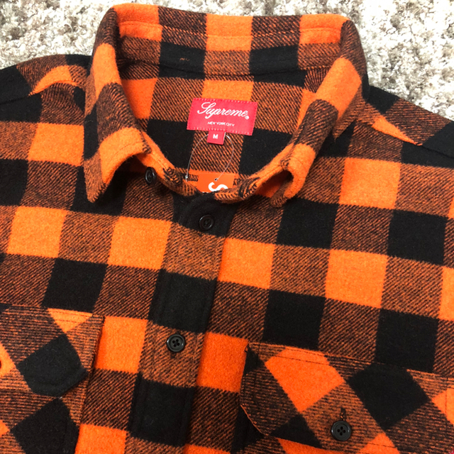 M オレンジ supreme 1-800 buffalo plaid shirt 3