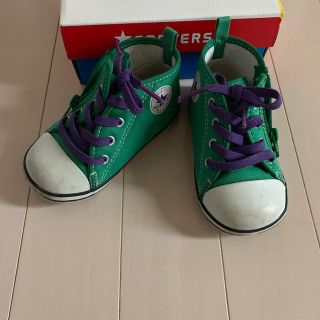 コンバース(CONVERSE)の14センチ コンバース オールスター 緑 グリーンひも靴(スニーカー)