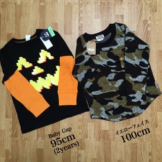 ベビーギャップ(babyGAP)のトップス 2枚セット 95＆100cm★重ね着風/カーキ迷彩(Tシャツ/カットソー)