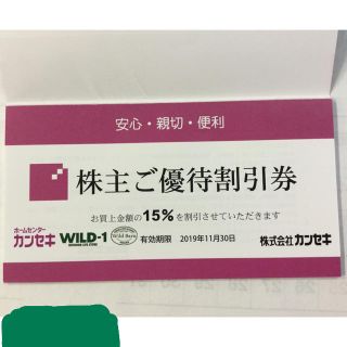 カンセキ株主優待券 １枚‼️です。2019.11.30期限(その他)