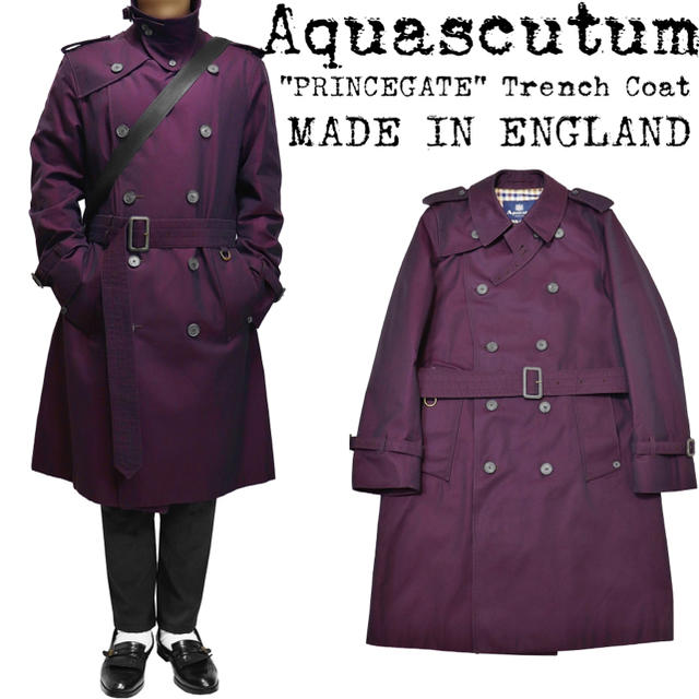 AQUA SCUTUM(アクアスキュータム)の★定価¥20万★美品★Aquascutum★トレンチコート★パープル★紫★英国製 メンズのジャケット/アウター(トレンチコート)の商品写真