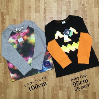 ベビーギャップ(babyGAP)のトップス 2枚セット 100＆95cm★重ね着風T/ギャラクシー柄(Tシャツ/カットソー)