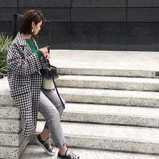 ザラ(ZARA)のzara チェック　コート　美品　M　ザラ(ロングコート)