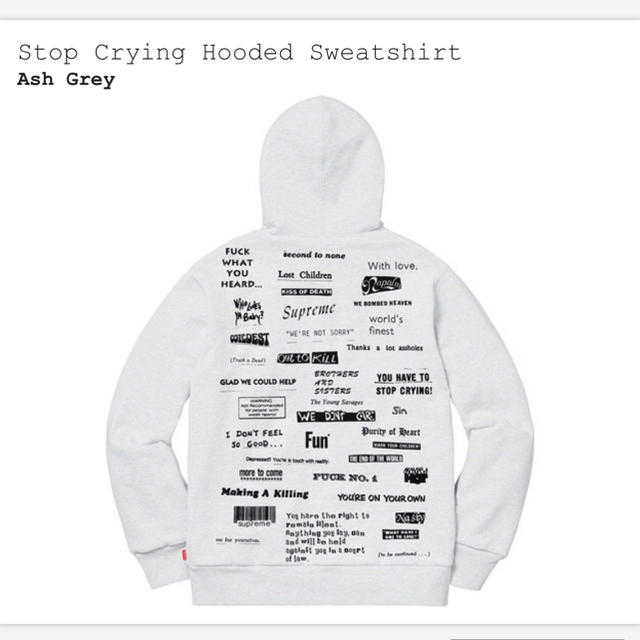 好評最安値 Supreme - Supreme Stop Crying Hooded Sweatshirtの通販 by supreme's shop｜シュプリームならラクマ 好評最新品