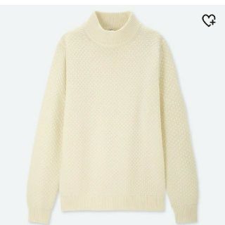 ユニクロ(UNIQLO)の新品 UNIQLO ミドルゲージ モックネックセーター オフホワイト Lサイズ(ニット/セーター)