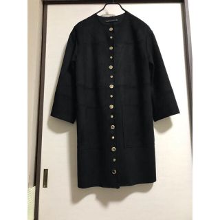 ザラ(ZARA)のZARA 黒 スエード調 ロングコート(ロングコート)