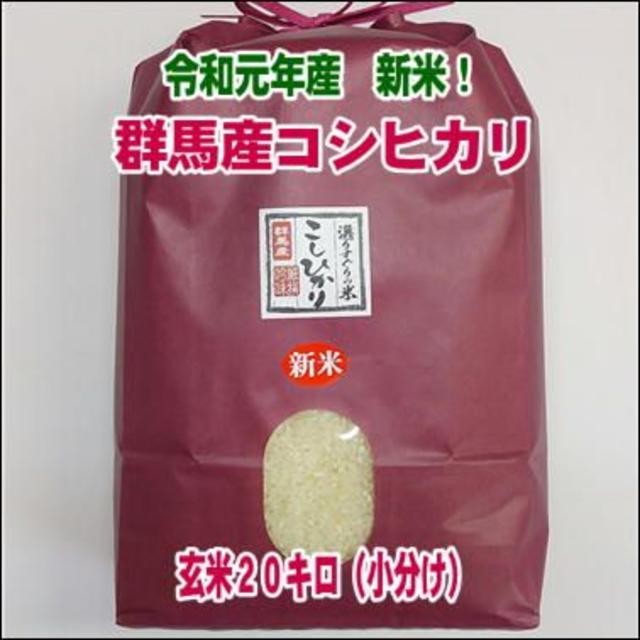 天日干し　群馬沼田市産　コシヒカリ 　玄米 ２０キロ米/穀物