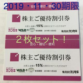 カンセキ株主優待券 ２枚‼️2019・11・30期限 値下げしました‼️(ショッピング)