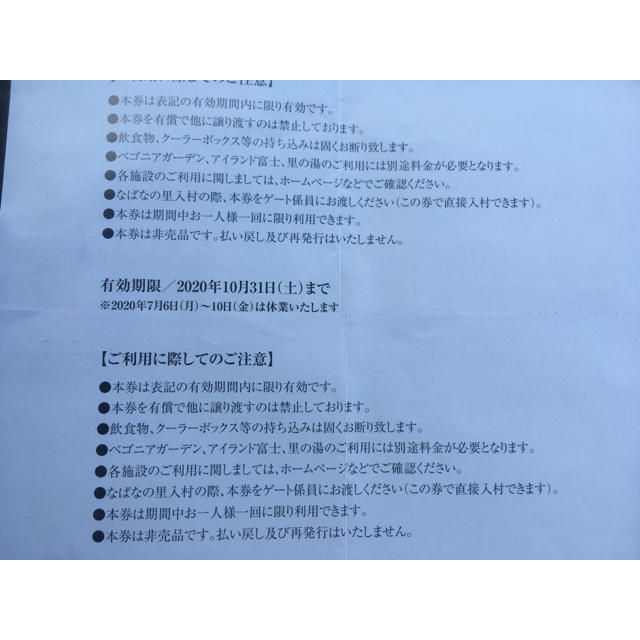 なばなの里　イルミネーション チケットの施設利用券(遊園地/テーマパーク)の商品写真